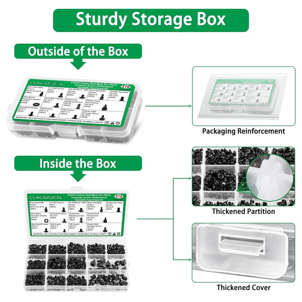 Complete 516PCS Screw Set for Motherboard & PC Assembly - High Quality & Durable