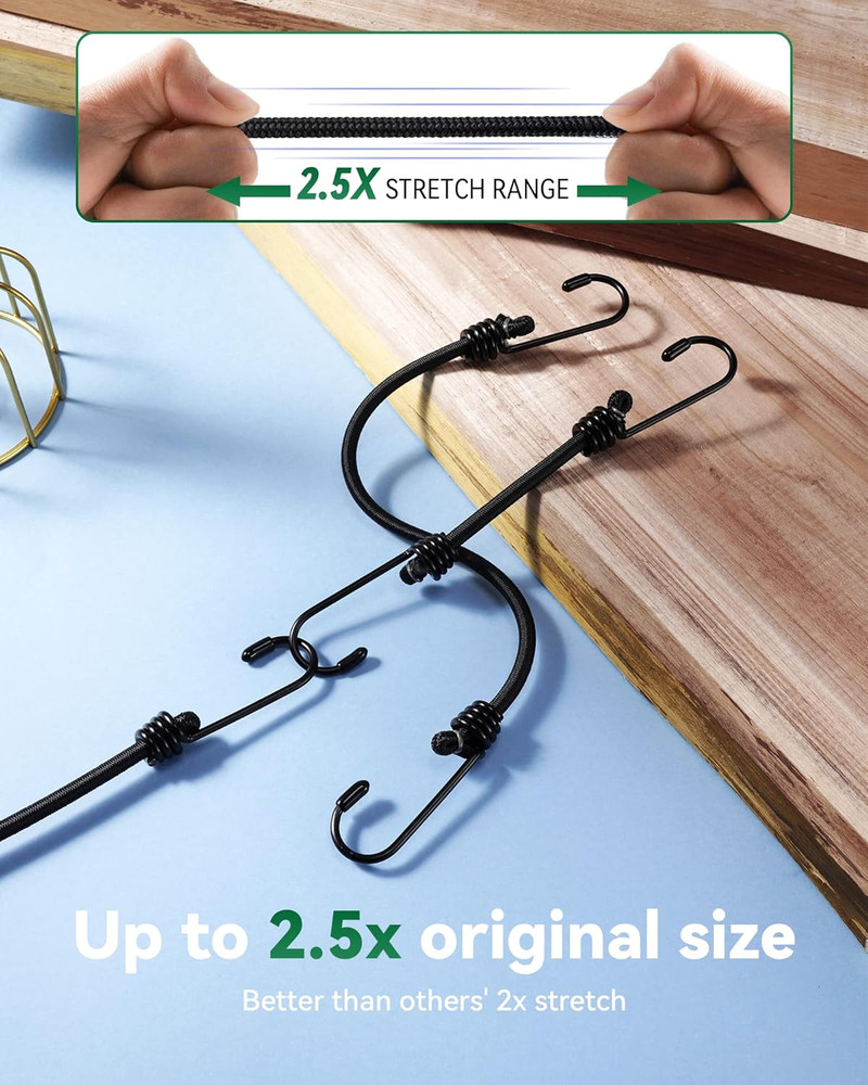 20 Pcs Mini Short Bungee Cords Assorted Sizes with 6Mm Diameter & 2.5X Stretch,