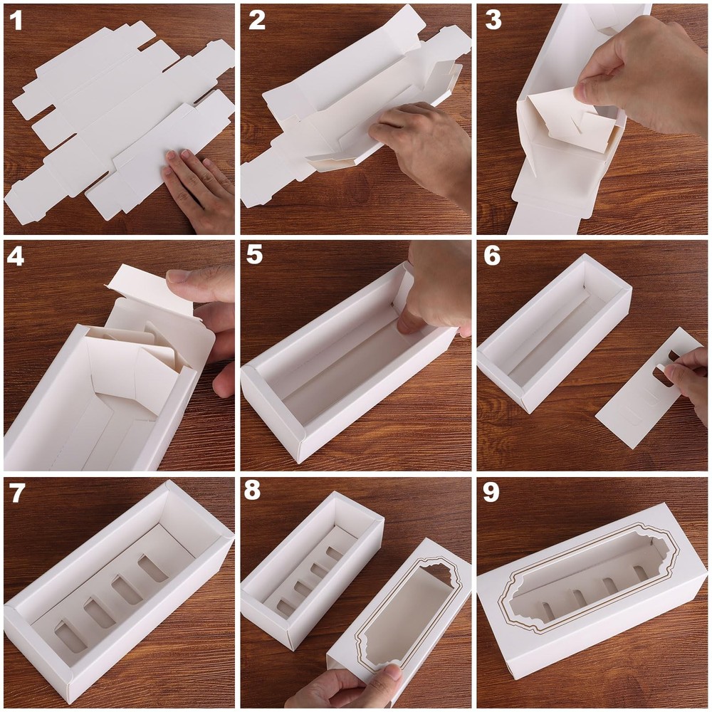 50 Pack White Macarons Packaging Boxes Clear Window For 56 Muffin Cookie