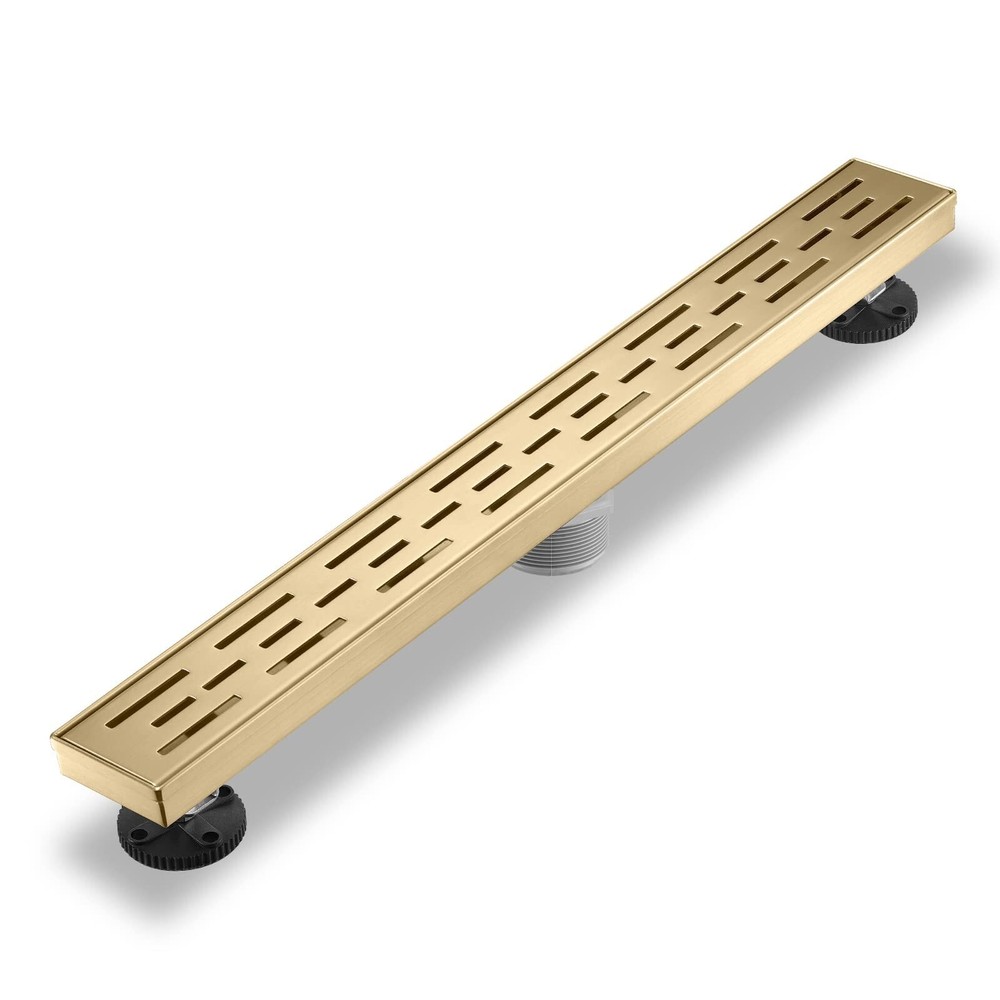 Sharp-tec 28 inch Linear Shower Drain, Gold Rectangular Floor Drain,