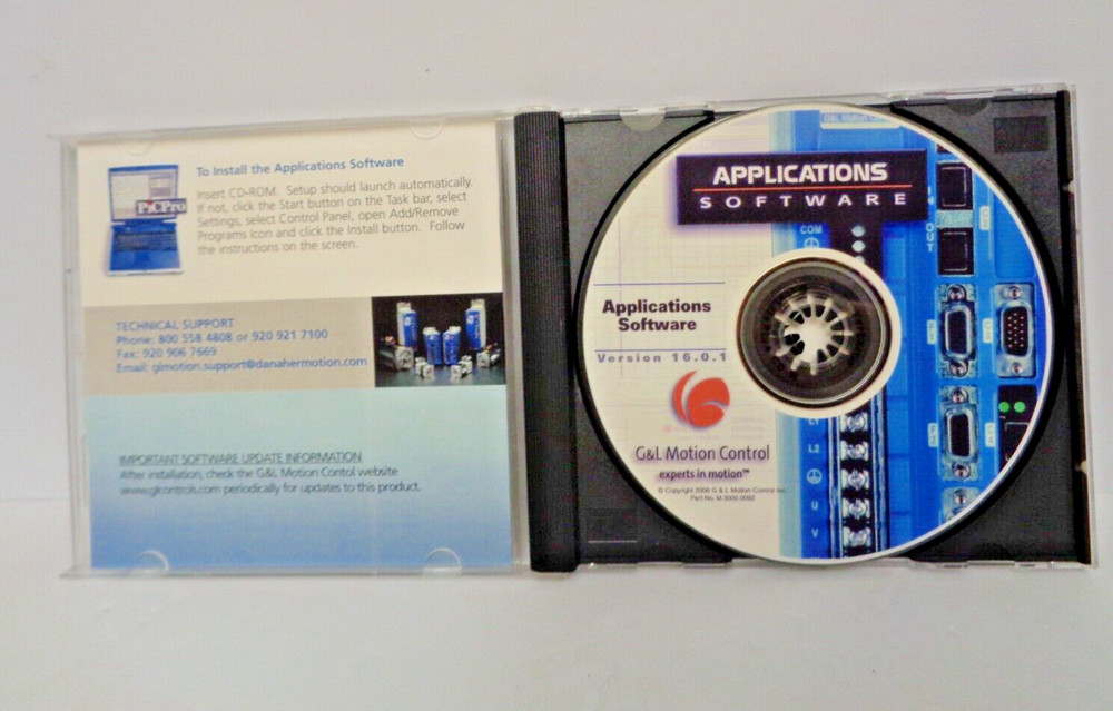 G&L MOTION CONTROL M.3000.0092 VERSION 16.0.1 APPLICATIONS SOFTWARE