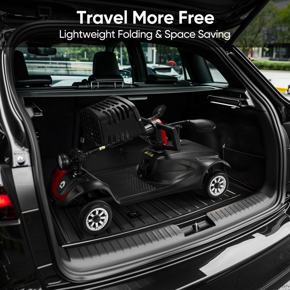 4 Wheels Mobility Scooter Long Range All Terrain LED Headlights With Two baskets