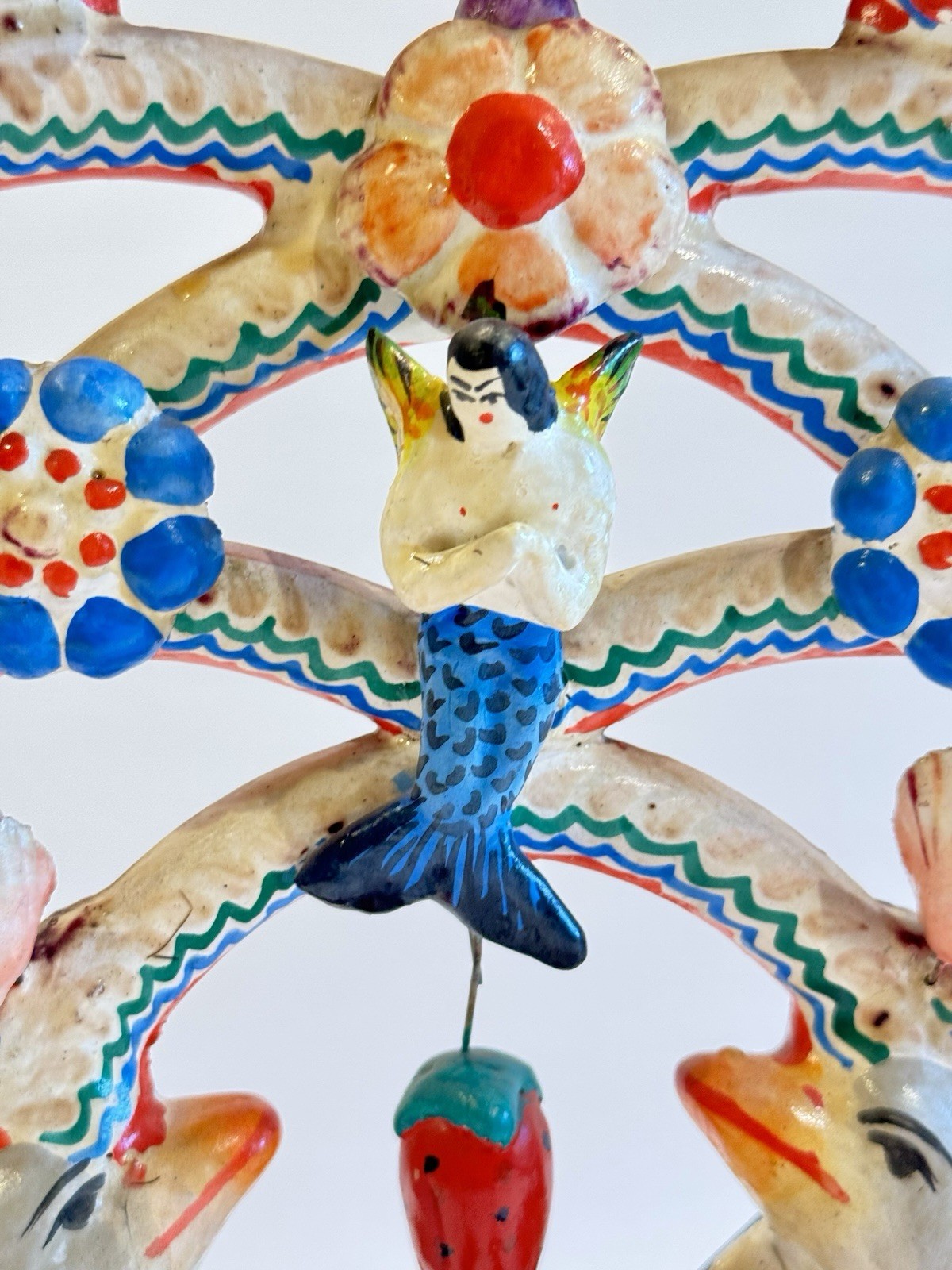 Vintage Mexican Tree of Life Pottery LARGE Mermaid Folk Art Arboles De Vida 12"