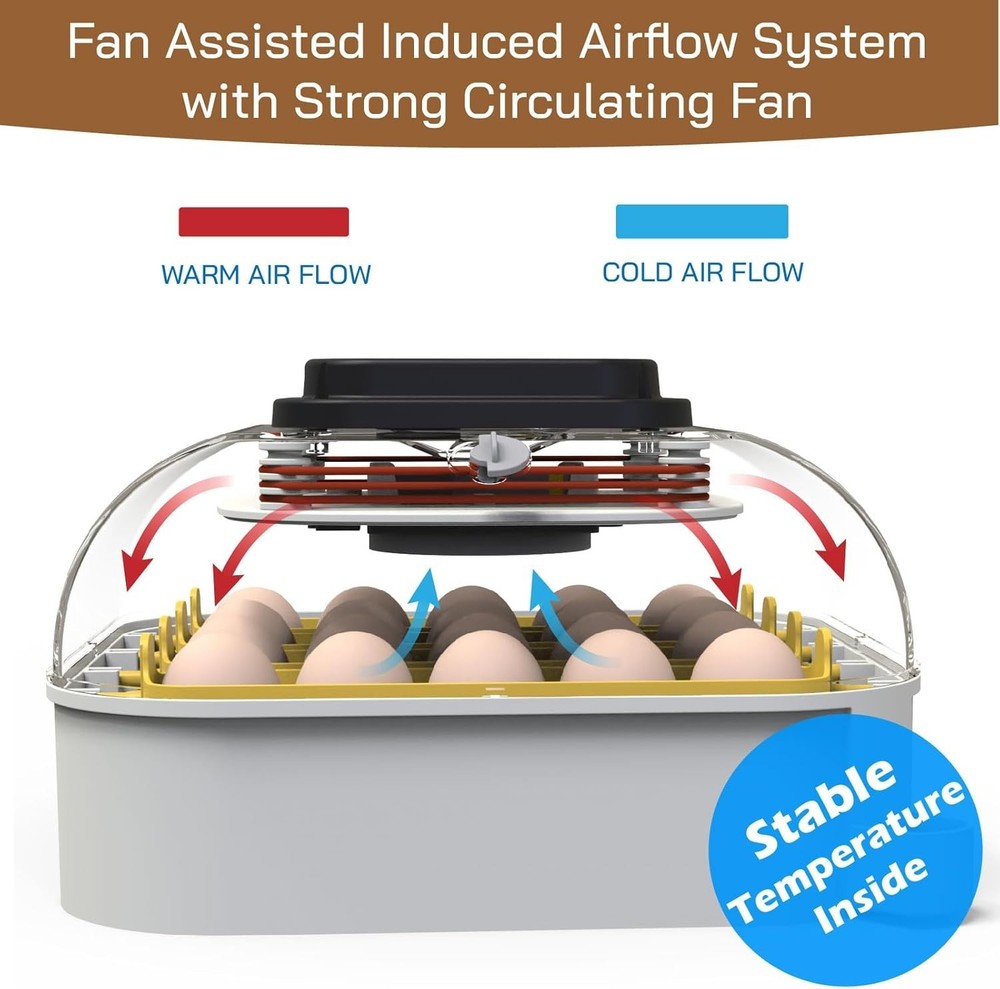 20 Egg Incubator with Humidity Display Egg Candler Automatic Egg Turner Hatching