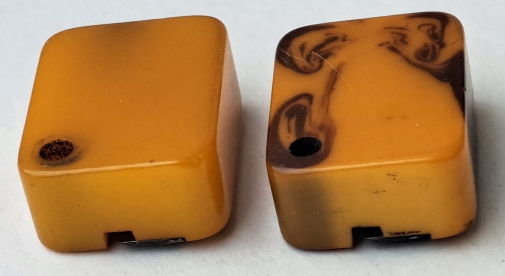 Vintage Pair 1940s Yellow Bakelite Rectangular Handheld Pencil Sharpeners