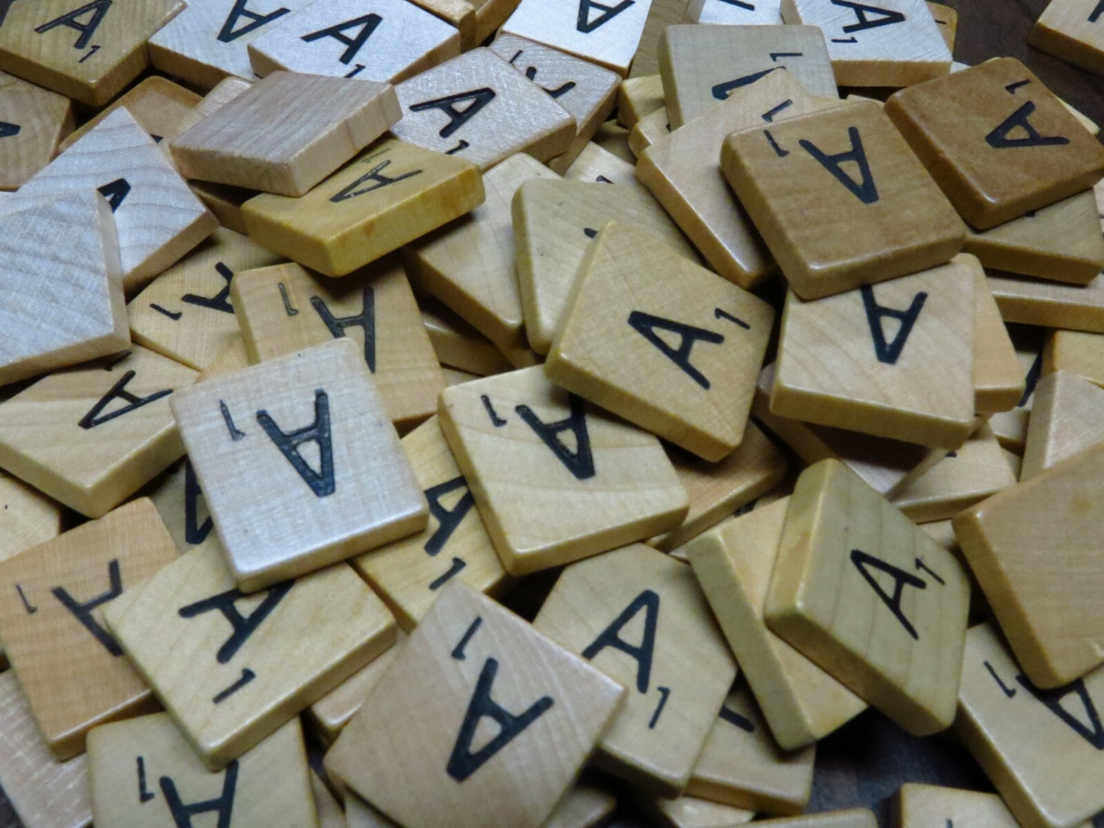 Wood AUTHENTIC Scrabble Tiles, Tan w/ Engraved Black Letters, Single Individual
