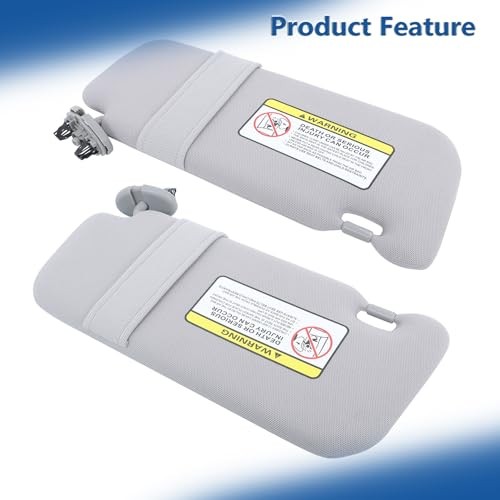 Driver and Passenger Side Sun Visor with Mirror Gray Replacement for Corolla