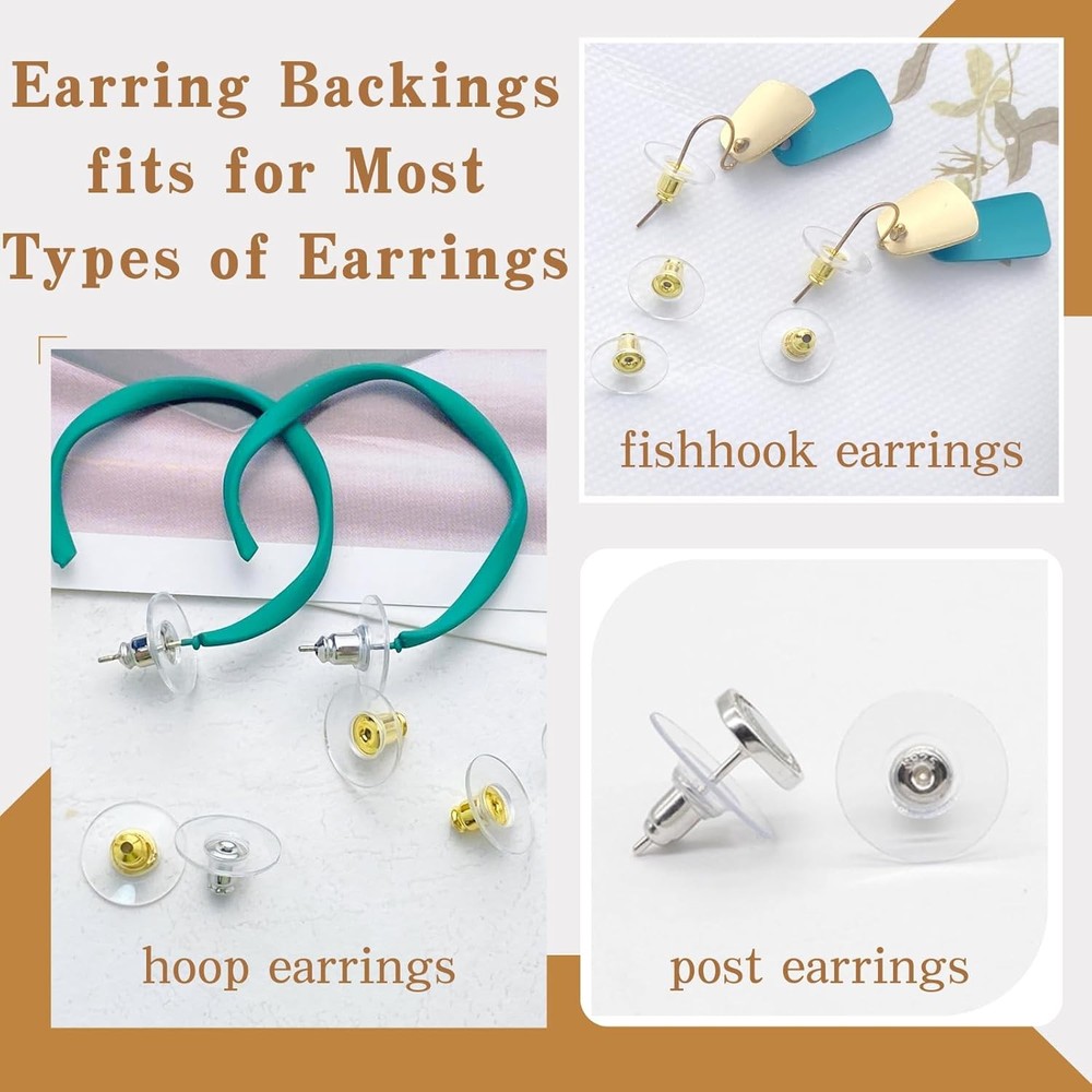 Earring Backs, Safety Back Stopper Clutch Ear Locking Gold,Silver