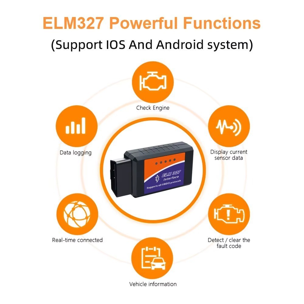 ELM327 V2.1 OBD2 Scanner Bluetooth Car Diagnostic Tool For Android /IOS Code Rea