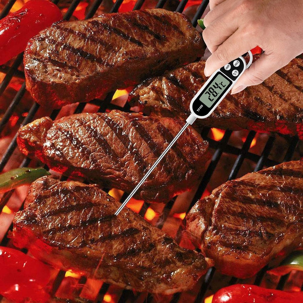 Precise LCD Food Thermometer with Long Probe - Fast Read for Kitchen & Grill