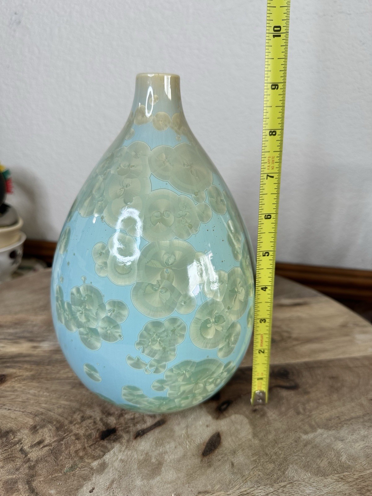 Simon Pearce Teardrop Jade Crystalline Vase Celadon Organic Studio Pottery