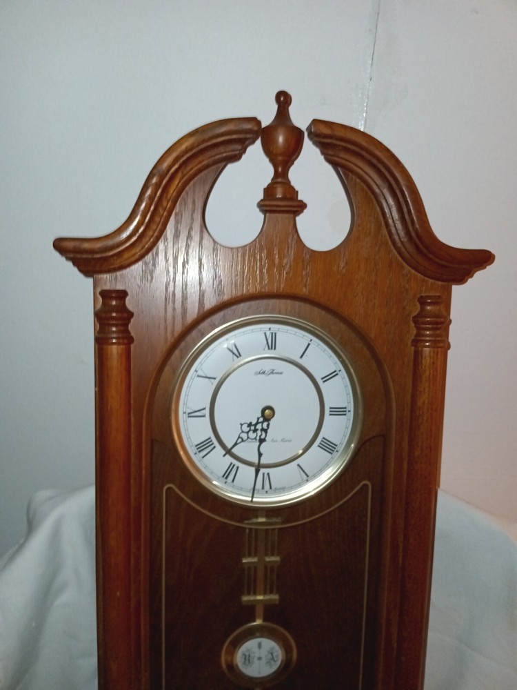 Seth Thomas “Westminster/Ave Maria” Quartz Pendulum Mahogany Wall Clock tested