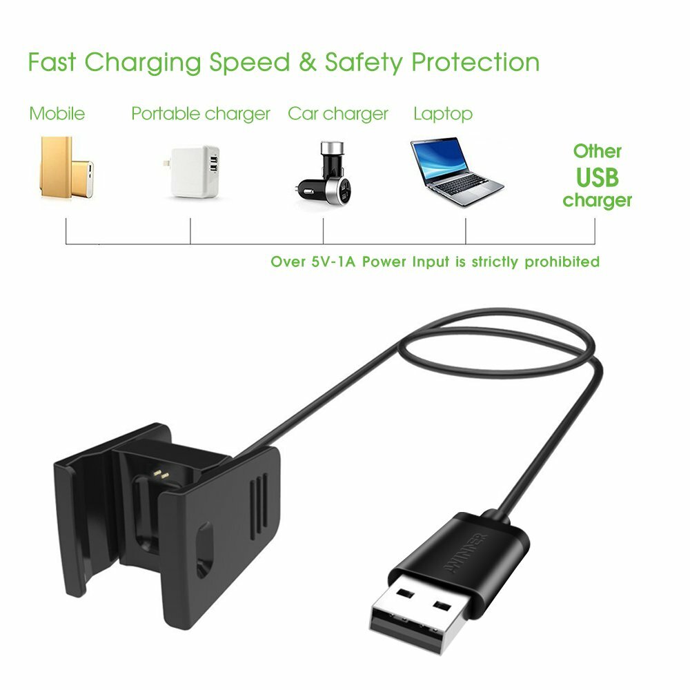 Awinner Charger for Fitbit Charge 2 - Replacement USB \ Charging Cable-2 Pack