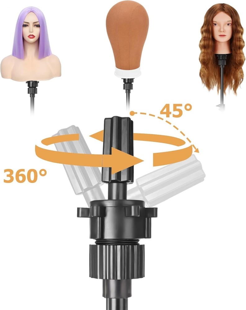 Convenient Adjustable Wig Stand – Ideal for Hairdressing and Training Sessions