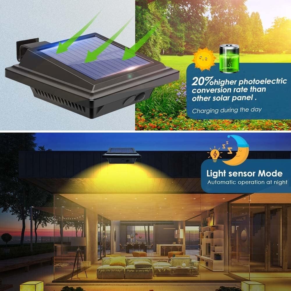 4Pcs 40LEDs Solar Light Sensor Lights for Gutter Fence Pathway Security Lamps