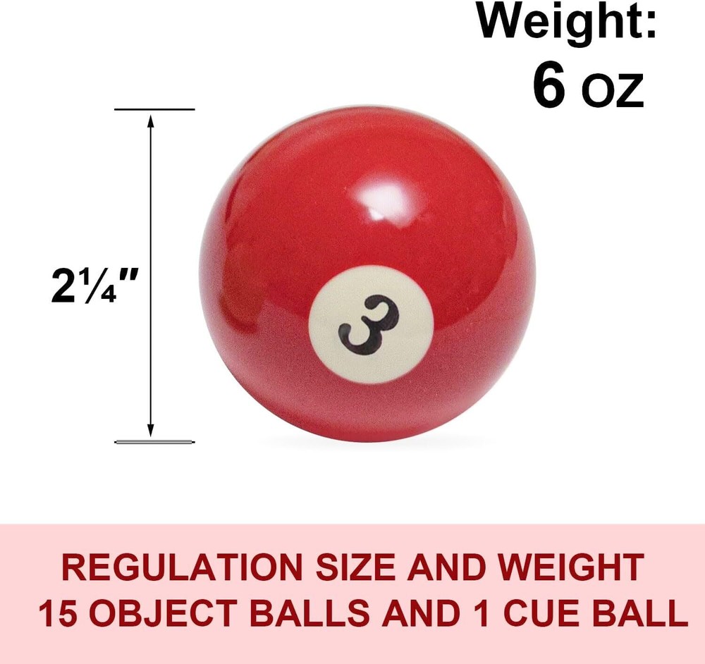 Billiard Balls Set 2-1/4" Regulation Size Pool Table Balls for Replacement 16...