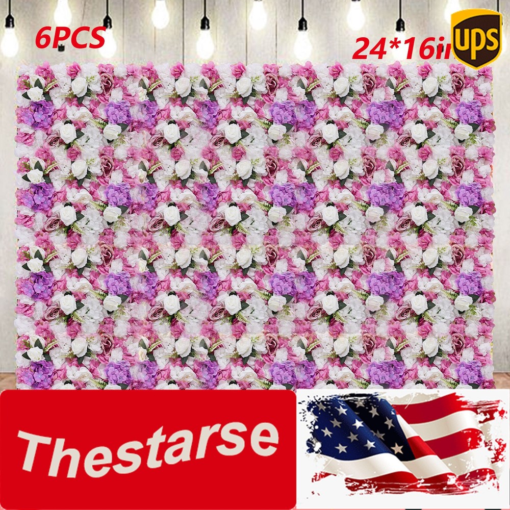 6 Pcs Artificial Hydrangea Flower Wall Panel For Wedding Party Backdrop 60X40CM