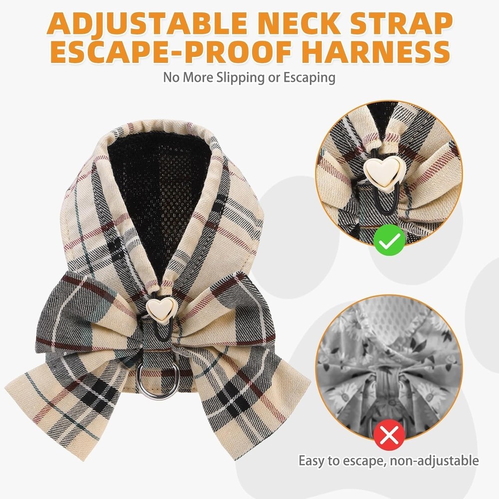Small Dog Harness & Leash Set,Step in No Pull&Choke Soft Mesh Padded Adjustable