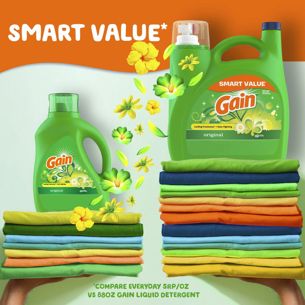 (2 Pack) Gain Original HE Laundry Detergent 107 Loads 154 -fl oz
