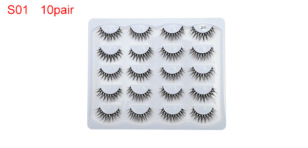 S01 False Eyelashes for Makeup Black 10 Pair