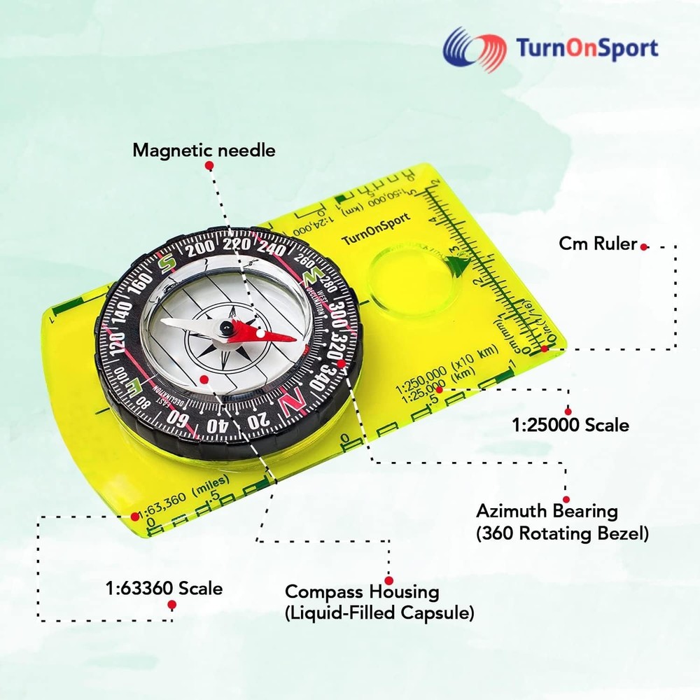 Survival-Oriented Orienteering Compass with Liquid-Filled Needle - 1:24000 Scale