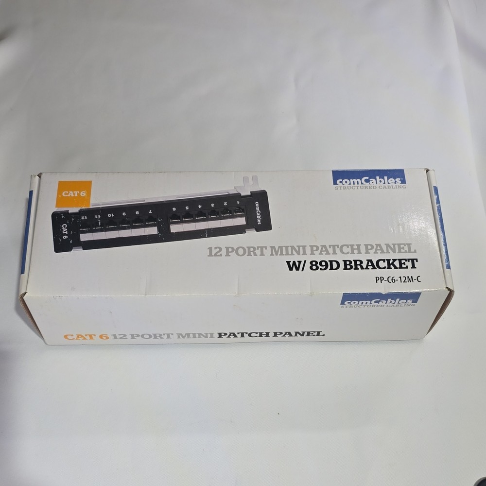 comCables Cat 6 12 Port Mini Patch Panel with 89D Bracket PP-C6-12M-C
