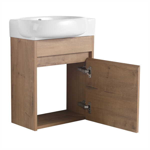 16'' Bathroom Vanity with Ceramic Sink Combo Wall Mounted Small Cabinet