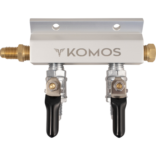 KOMOS® Gas Manifold | Aluminum | 1/4 in. Flare | 2 Way