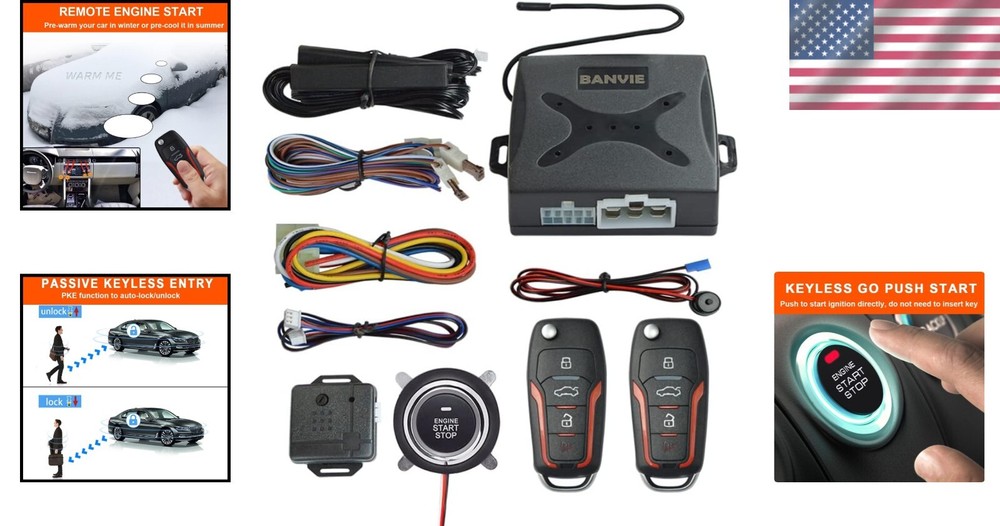 Push Button Start Ignition Kit - Comprehensive Car Alarm & Remote Control System