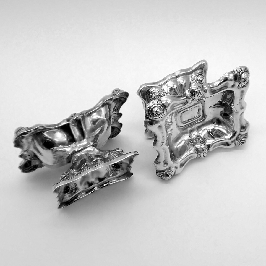 Austrian Footed Open Salts Pair 13 Loth 812 Silver 1850s