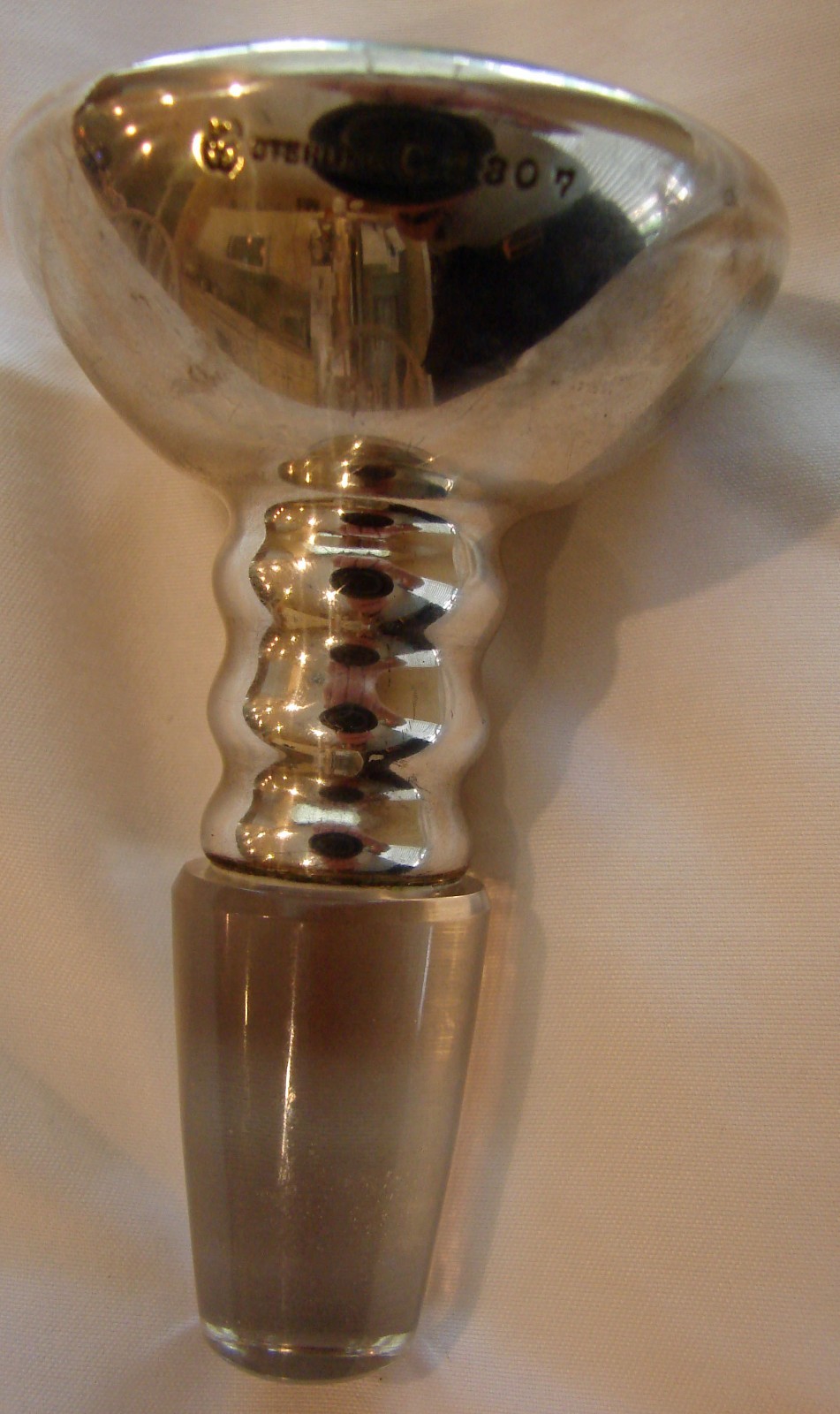ABP CUT GLASS CRYSTAL AND STERLING SILVER STOPPER