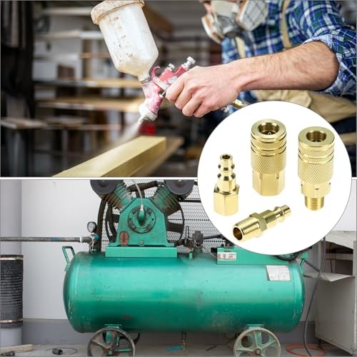 16 Pack 1/4" NPT Air Hose Fittings Kit, Solid Brass Quick Connect Compressor