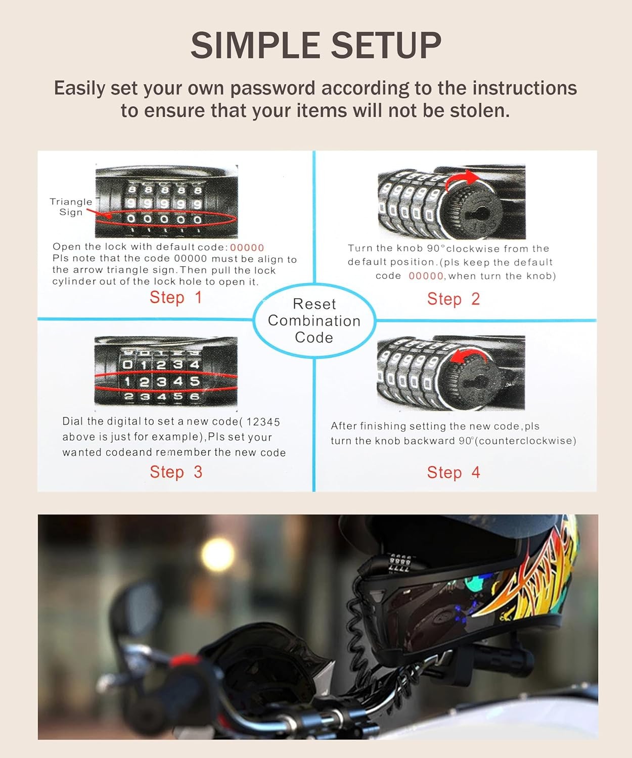 Motorcycle Helmet Lock,Bike Helmet Lock,Car Accessories Portable Helmet Lock,Str