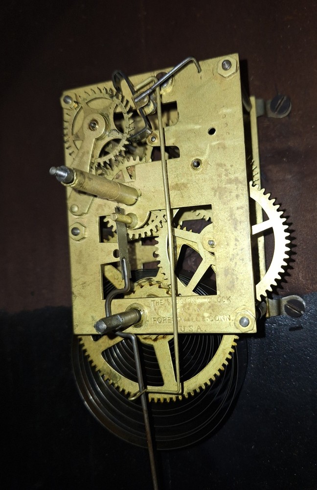 ANTIQUE SESSIONS SHOP REGULATOR "ECLIPSE" WALL CLOCK PENDULUM & KEY WORKING