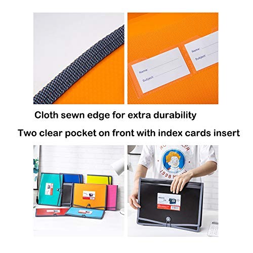 4 Pack Plastic Expanding File Wallet Document Organizer with Elastic Cord & B...