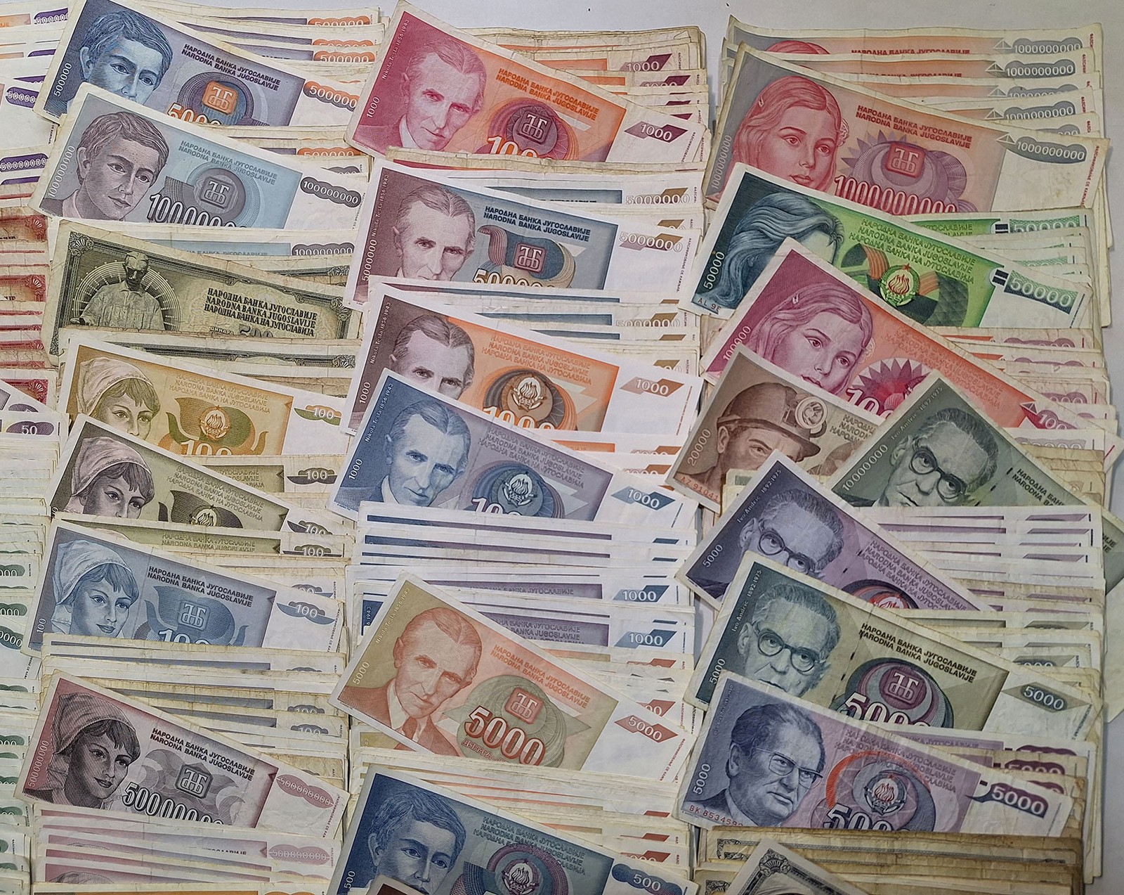 Yugoslavia LOT 1000+ Banknotes Dinara 40+ different HYPERINFLATION 70s-90s VG-XF