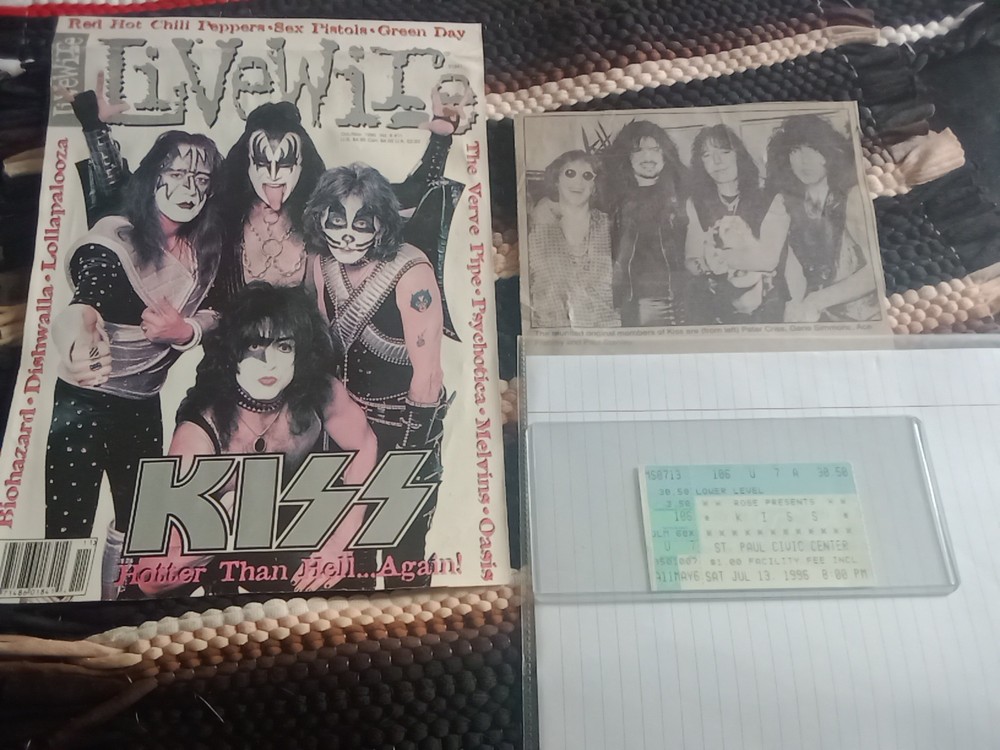 Kiss 💋 Ticket Stub History 🎸 Reunion Tour 7-13-96, St, Paul Minnesota 👀