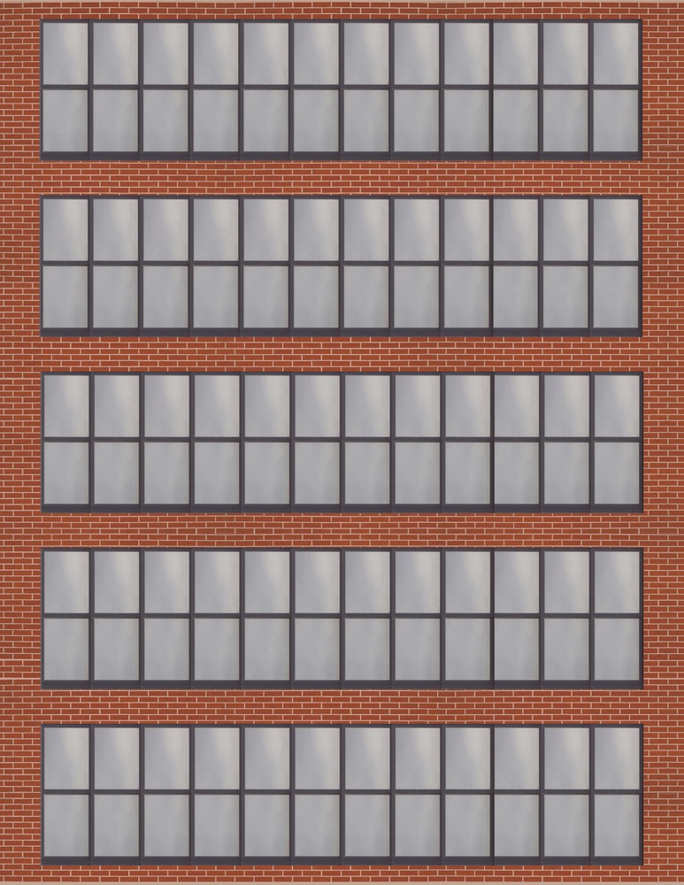 Background High-Rise Flat Front City Buildings for HO Scale Model Train Layout