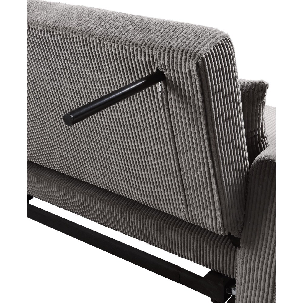 54" Brown Corduroy Convertible Sleeper Loveseat