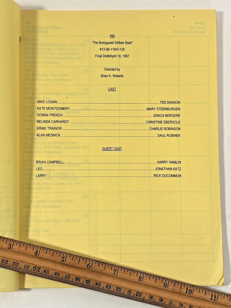 TED DANSON INK TV SCRIPT 1997 ANNOTATED “Bodyguard Strikes Back” Harry Hamlin