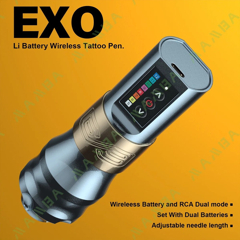 EXO Wireless Tattoo Machine Kit Powerful Coreless Motor Rechargeable Battery Kit