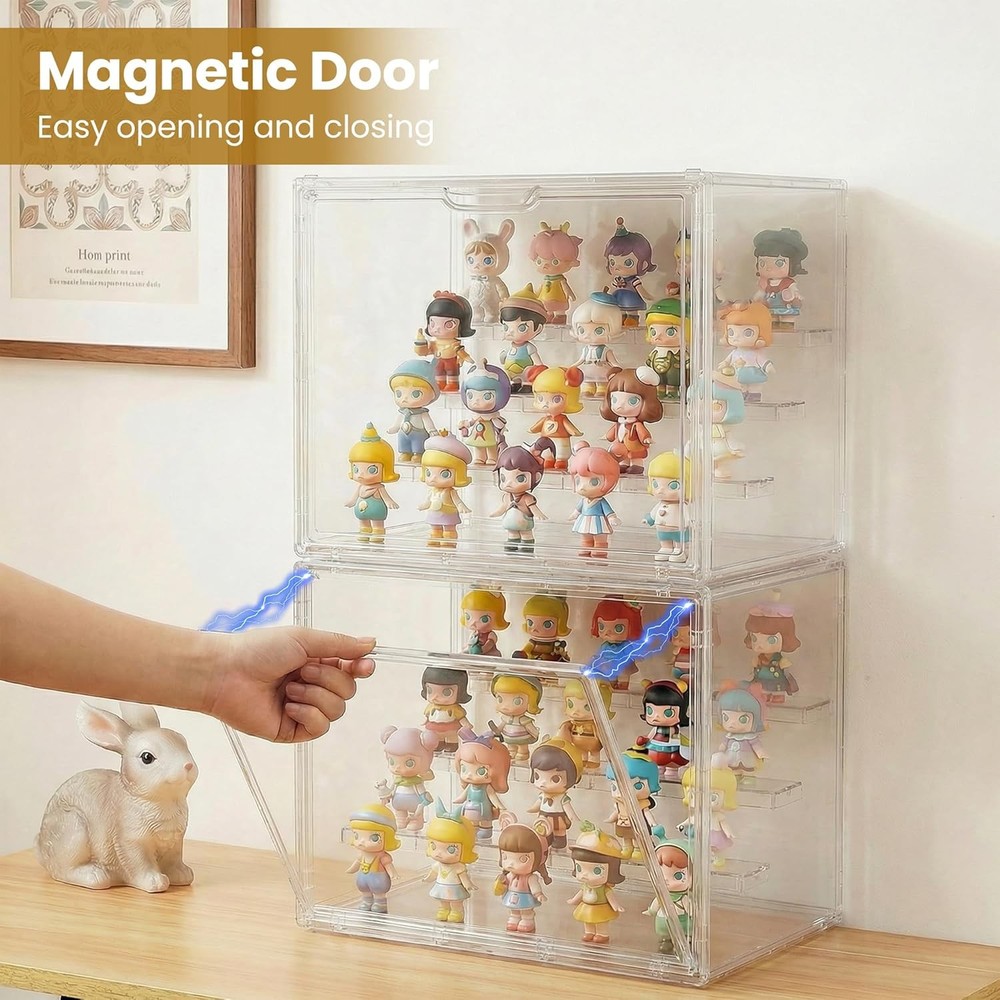 Acrylic Display Case Large 4-Tier Stackable Clear Box Collectibles Storage Box
