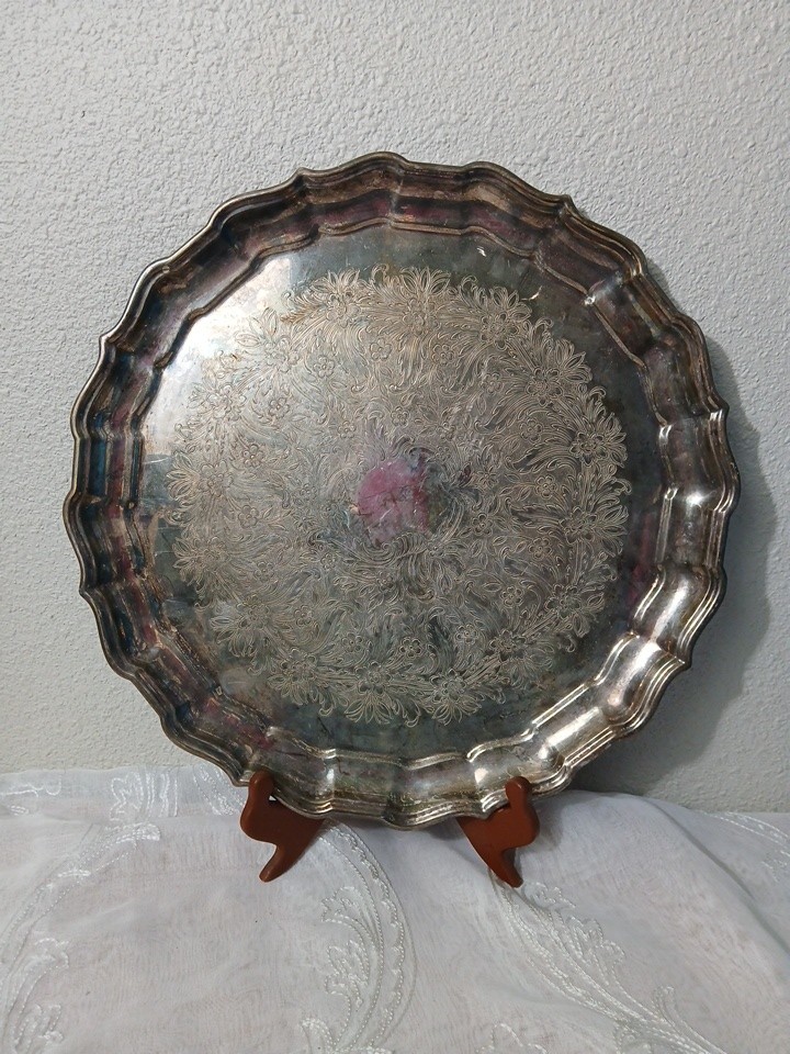 Vintage- Reed & Barton Chippendale #60 Silver Plated Serving Plate Dish, 1940s+