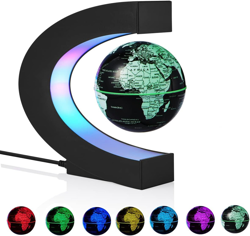 Levitating Globe, Magnetic Floating Globes with Multi-Colors Changing LED Light,