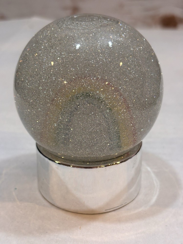 Rainbow Snow Globe With Silver Base Pride 4” Silver Glitter Sunny Life