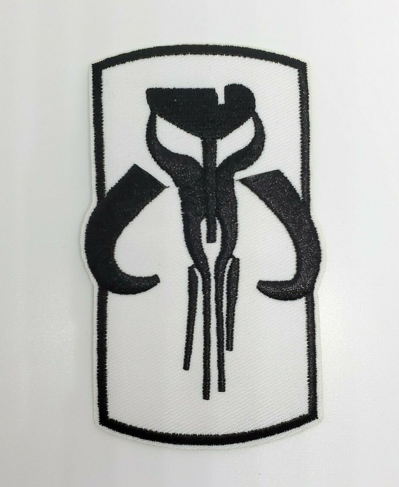 Star Wars Black & White Mandalorian Armor Crest Patch 4 inch patch