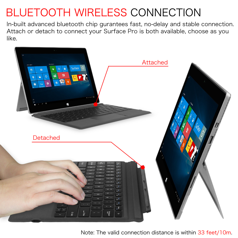 For Microsoft Surface Pro 7 Plus/ 7 /6 12.3'' Type Cover Slim Bluetooth Keyboard