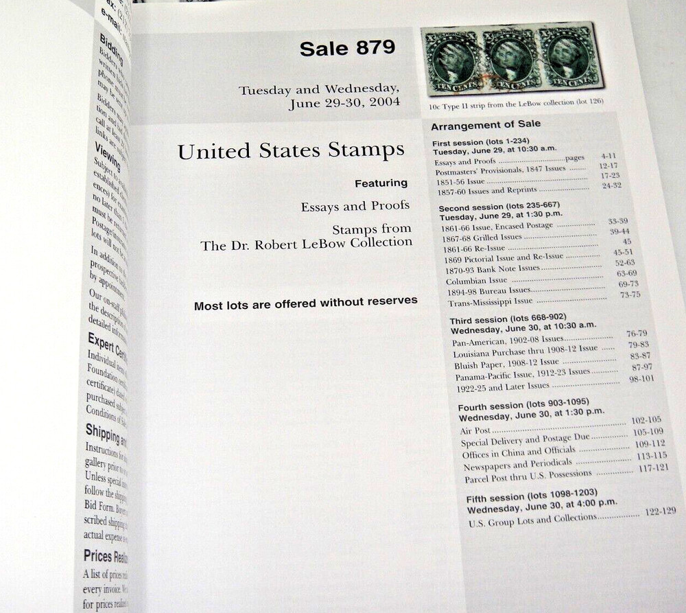 Siegel Stamp Auction Catalog w Prices Realized Robert Lebow Collection 2004