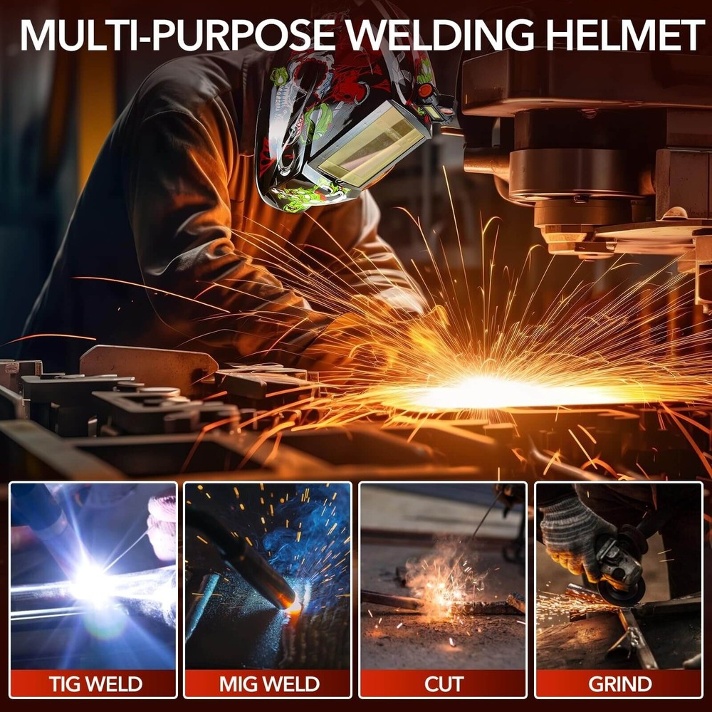 TRQWH Solar Powered Auto Darkening Welding Helmet LED Light & Welding Backpack