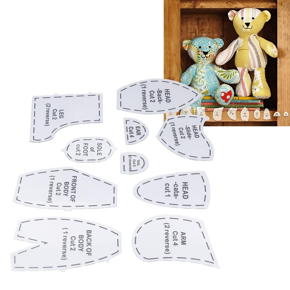 DIY Bear Sewing Pattern Set with Acrylic Templates Easy Cutting for Quilting ...